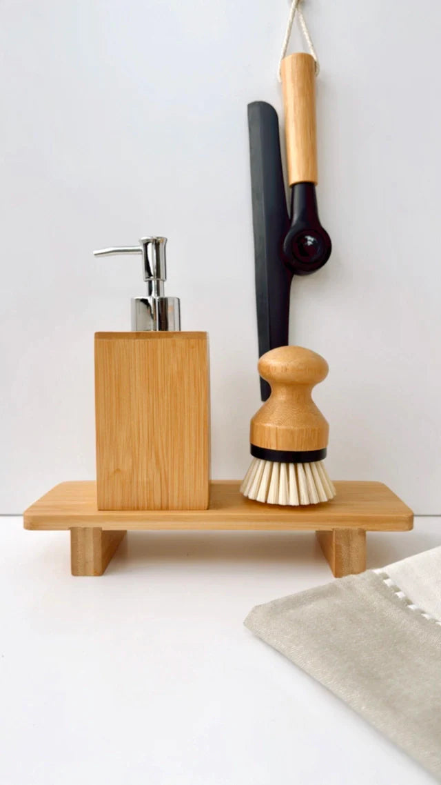 BANDEJA DE BAMBU 24CM COM PÉ